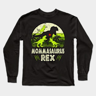 Momma Dinosaur T Rex Mommasaurus 3 Kids Matching Family Long Sleeve T-Shirt